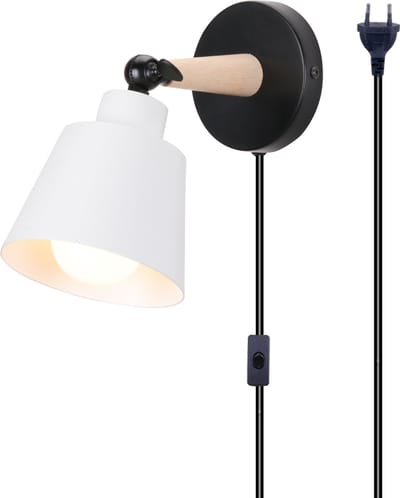 Wandlamp Slaapkamer Moderne Binnenwandlamp Verstelbare met Stekkerschakelaar Wandverlichting Woonkamer Wit