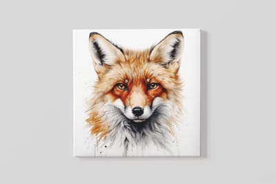 Vierkant Canvas Schilderij 40x40x2 cm – Vos - Dieren Wanddecoratie