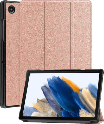 Hoesje - Geschikt voor Samsung Galaxy Tab A8 - Dun & Stevig - Hardcover Book Case - Trifold Bookcase Hoes - Hard Cover - Tablethoes - Rosé goud