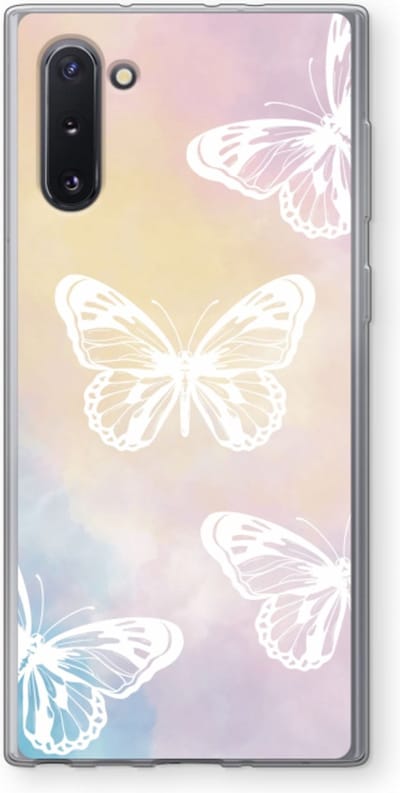 Case Company® - Hoesje geschikt voor Samsung Galaxy Note 10 hoesje - White butterfly - Soft Cover Telefoonhoesje - Bescherming aan alle Kanten en Schermrand