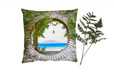 Sierkussens - Kussentjes Woonkamer - 40x40 cm - Strand - Doorkijk - Tropisch - Strandstoel