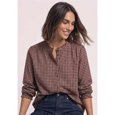 Blouse met lange mouwen, ronde hals en ruches