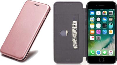 Hoesje geschikt voor iPhone 8 / 7 - Book Case Kunstleer Minimalistisch Roségoud