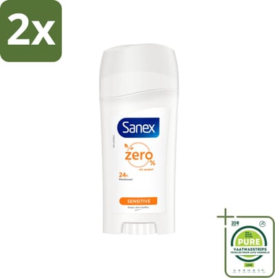 Sanex Deodorant Stick Dermo Sensitive 65 ml - Voordeelverpakking - 2 stuks - Deodorant stick - Gevoelige huid