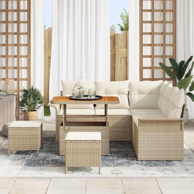 vidaXL - Tuinbank - Set - 8 - st - 7-Aantal - zitplaatsen - Beige - en - Crème