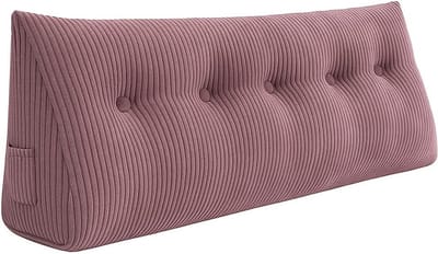 Steun Kussen - Lezen Bank - Ontspannen Zitten - Met Handige Zakken - 140x50x20 cm - Lichtroze