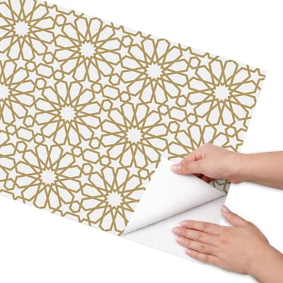 Coloray Meubel Wrap Folie - Beige Meubelfolie - 50x100 cm - Meubelfolie Zelfklevend Zonnig mozaïek - Wrapfolie Keuken - Geometrische Meubelfolie - Decoratiefolie - Tafeldecoratie - Geometrie