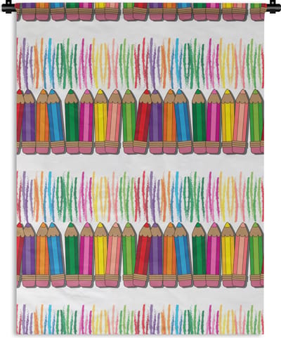 Wandkleed - Wanddoek - Kleurpotlood - Patronen - Regenboog - 150x200 cm - Wandtapijt