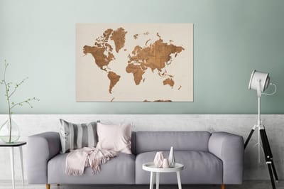 Aluminium schilderij 180x120 cm - Wanddecoratie metaal - Wereldkaart - Vintage - Kaarten - Metalen muurdecoratie woonkamer - Decoratie industrieel - Foto op dibond - Industriële accessoires slaapkamer
