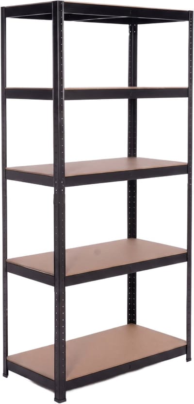 IvoQ Stellingkast Zwart - Metalen Opbergrek - Magazijnstelling - 180x90x40 cm - 5 Planken - 875 kg Draagkracht (175kg per plank)