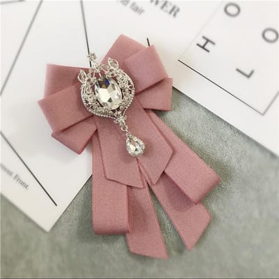 Stoffen Strik Broche Strass Nek Strikken Kraag Speld Cravat Corsage Broche Sieraden Luxe Cadeaus Voor Vrouwen Accessoires brown