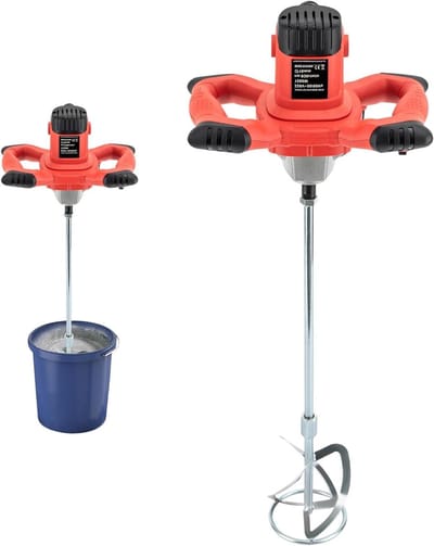 Roerapparaat - Mortelmixer Betonmixer - Verf Pleisterwerk Mengen - 6 Snelheden Instelbaar - 1500 Watt - Rood