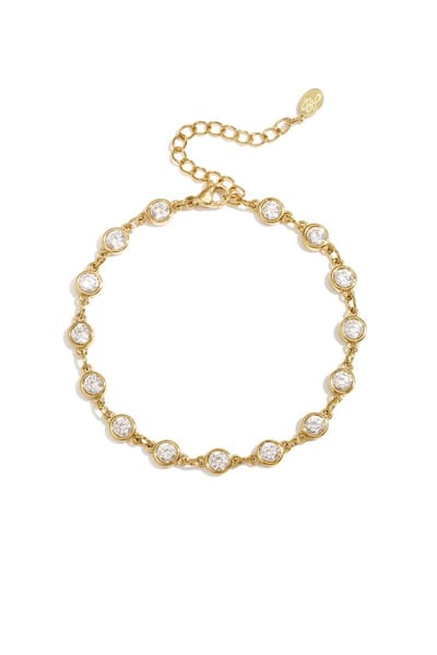 Zirkonia Armband Dames – Goudkleurige Armband met Ronde Steentjes – RVS – Verstelbaar – Luxe Sieraad
