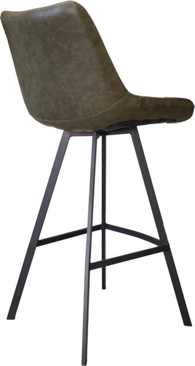 Barkrukken Set Groen - Rugleuning, Voetsteun en Imitatieleer - Voor Keuken, Eetkamer en Woonkamer