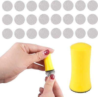 Set van Hand Schuurblokken en Polijstblokken voor Houtbewerking - Ronde Schuurpapier Schijven van 25 mm met 100/400/1000 Korrel voor DIY Projecten