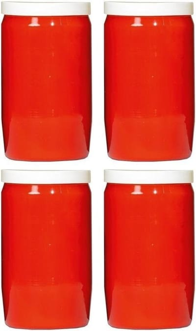 Grafkaars/gedenklicht - 4x - rood - 6 x 10 cm - 3 dagen brandtijd - Graflichten