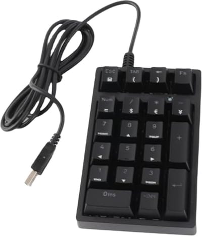 Numeric Keyboard, Wired 21 Keys Blue Switch Mechanical Keyboard Color LED USB Portable K21 Ergonomic Numpad for Laptop PC Computer