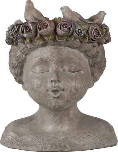 Bloempot voor Binnen – Grijs – Decoratieve Pot – 22x20x26 cm – Kunststof - Plantenpot - Tuin buiten