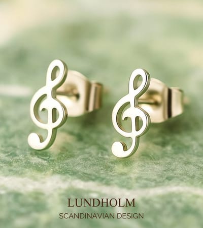 Lundholm Oorknopjes Dames Zilverkleurig Muzieknoot - Premium Stainless Steel Zilver- Oorbelletjes Muziek, Muzieknootjes - Vrouwen Cadeautjes - Luxe Geschenkverpakking