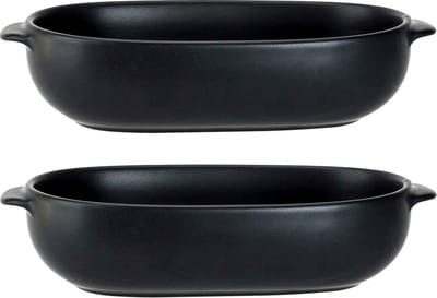 Cosy & Trendy ovenschaal - 2x - zwart - 18 x 11 x 5 cm - Ovaal - Klassieke braadsledes - Schalen - Bakvorm/braadslede