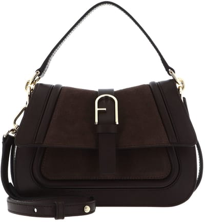 FURLA Leren schoudertas handtas Flow Mini Top Handle Toni Espresso donkerbruin