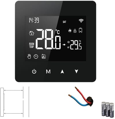 Zigbee Wifi Thermostaat | Touchscreen bediening | Opbouw montage | Open raam detectie | Tuya Smart Life app | CV aan uit systemen | Zwart