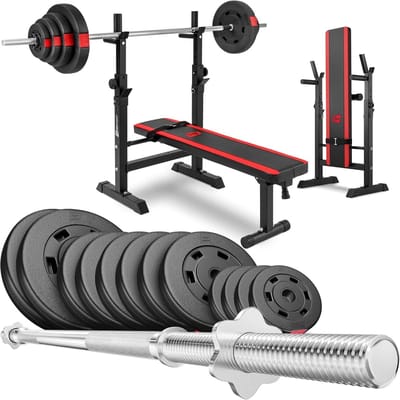 Fitnessbank Halterset - Krachtstation Bank - Kracht Training - Inklapbaar Ontwerp - Tot 250kg - Zwart