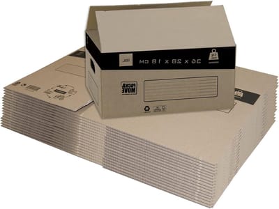 Verhuisdozen Karton - Verhuisboxen Pack - Spullen Opslaan - Versterkte Handgrepen - 36x28x18 cm - Bruin