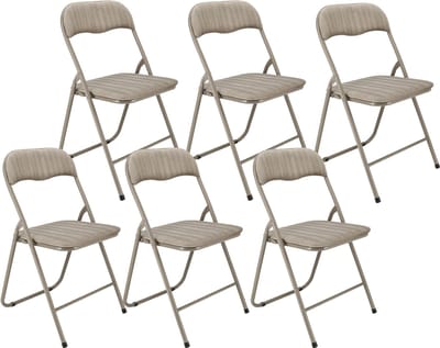 Klapstoelen Set van 6 Taupe Fluweel – Opklapbare Stoelen met Zachte Bekleding – Vouwstoelen voor Eettafel, Feest & Thuis