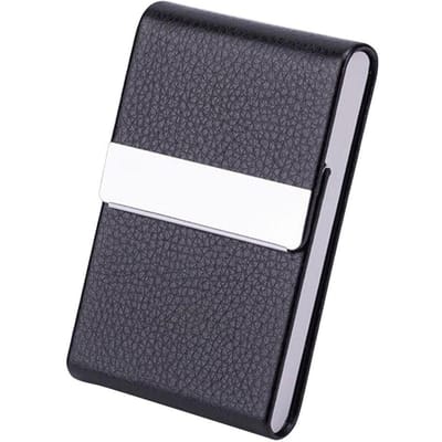 Fashion  Business Card Holder with Magnetic Buckle Slim Pocket Name Card Holder Stainless Steel Credit Card ID Case noir