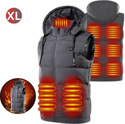 Bovista Verwarmde Bodywarmer - Heated Vest - Elektrische Bodywarmer - Rits Capuchon - Water Afstotend - Oplaadbaar - Unisex - Maat XL - Grijs
