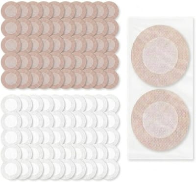 Nippelbeschermers voor Heren – 100 Stuks Anti-Schuren Tape voor Sport en Hardlopen – Onzichtbare Zweetbestendige Borstbedekking in Wit en Beige – 4,5 cm Rond