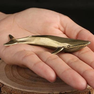 Blauwe Walvis Messing Metalen Beeldje Ornamenten Oceaan Wezens Vintage Huisdecoratie Woonkamer Decoratie Thee Huisdier Antiek beige