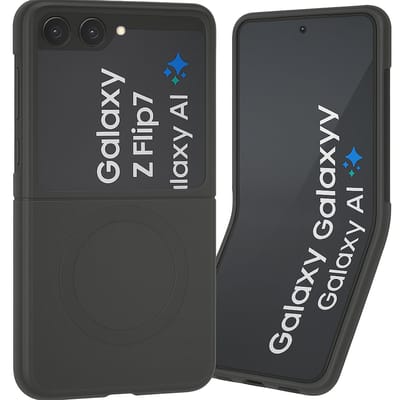 SnapSkin Hoesje geschikt voor Samsung Galaxy Z Flip 7 - Geschikt voor MagSafe Case - Semi-Transparant Zwart