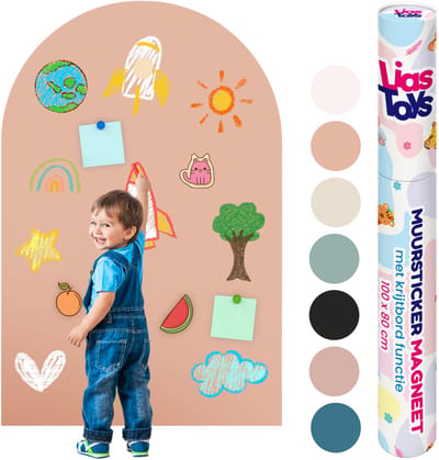 LiasToys Magnetische Muursticker met Krijtbordfunctie – 100 x 80 cm – Magneetbord Muurboog – Bruin