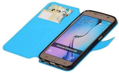 Cross Pattern TPU Bookstyle Hoesje - Wallet Case Telefoonhoesje - Geschikt voor Samsung Galaxy S6 G920F Blauw