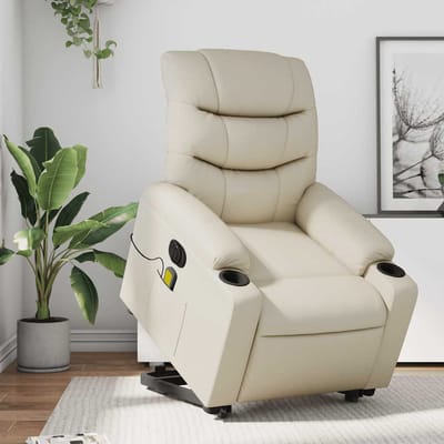 vidaXL - Sta-op-massagestoel - elektrisch - kunstleer - crèmekleurig