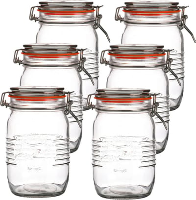 Urban Living Weckpot/inmaakpot - 10x - 1L - glas - met beugelsluiting - D14 x H17 cm