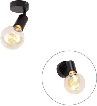 QAZQA facil - Moderne Plafondspot | Spotje | Opbouwspot - 1 lichts - L 8 cm - Zwart - Woonkamer | Slaapkamer | Keuken