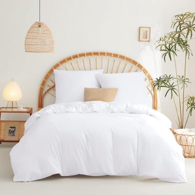 Dekbedovertrek Set - Beddengoed Microvezel - Comfortabel Slapen - Met Kussenslopen - 155x220 cm - Wit