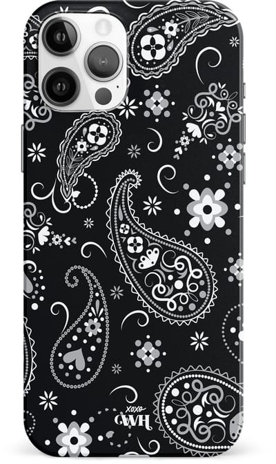 xoxo Wildhearts Paisley Dawn Black - Single Layer - Zwart hoesje geschikt voor iPhone 11 Pro hoesje - Hartjes patroon case bloemen - Siliconen en TPU hoesje geschikt voor de iPhone 11 Pro - zwart