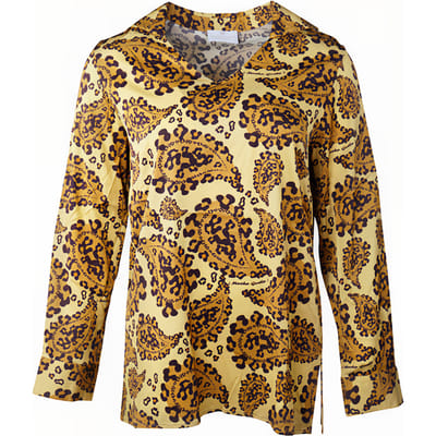 Mucho Gusto Blouse Riccia Leopard Paisley Beige Maat: S | Blouses Outlet | Dames | Beige