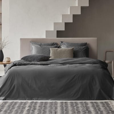 Dekbedovertrek - Egyptisch Katoen - effen - Donker Grijs - 1-persoons - 140x200/220 cm + 1 kussensloop - Dreamers Den