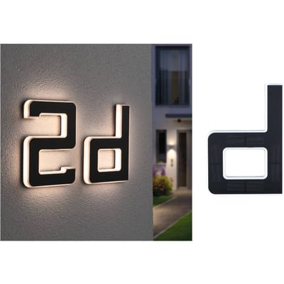Solar LED-huisnummerverlichting incl. verwisselbare accu Letter D IP44 3000K 6lm Zwart