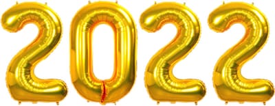 Folie Ballon Cijfer 2022 Oud En Nieuw Feest Versiering Happy New Year Ballonnen Decoratie Goud 86Cm Met Rietje