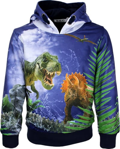 S&C Hoodie dino Kids & Kind Jongens Blauw - Maat: 146/152