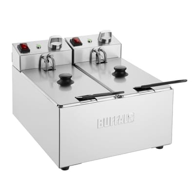 Buffalo Dubbel Tank Dubbele Mand 2X3L aanrecht Friteuse 2X2Kw
