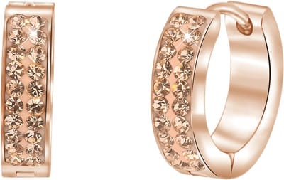 Lucardi Dames oorbellen roseplated light peach kristal - Oorbellen - Cadeau - Staal - Rosékleurig