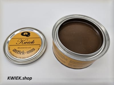 KWIEK antiekwas - MIDDENBRUIN - de echte onderhoudswas volgens oudhollands recept - 375 ml - makkelijk in gebruik - meubel - antiek - meubelwas - bijenwas - boenwas - terpentijnwas - kleur midden bruin - De Enige Echte KWIEK was