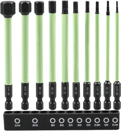 Set van 10 Hexagonale Schroevendraaier Bits voor Accuschroevendraaier - Lange Bits H1.5 t/m H12, Perfect voor Diverse Klussen